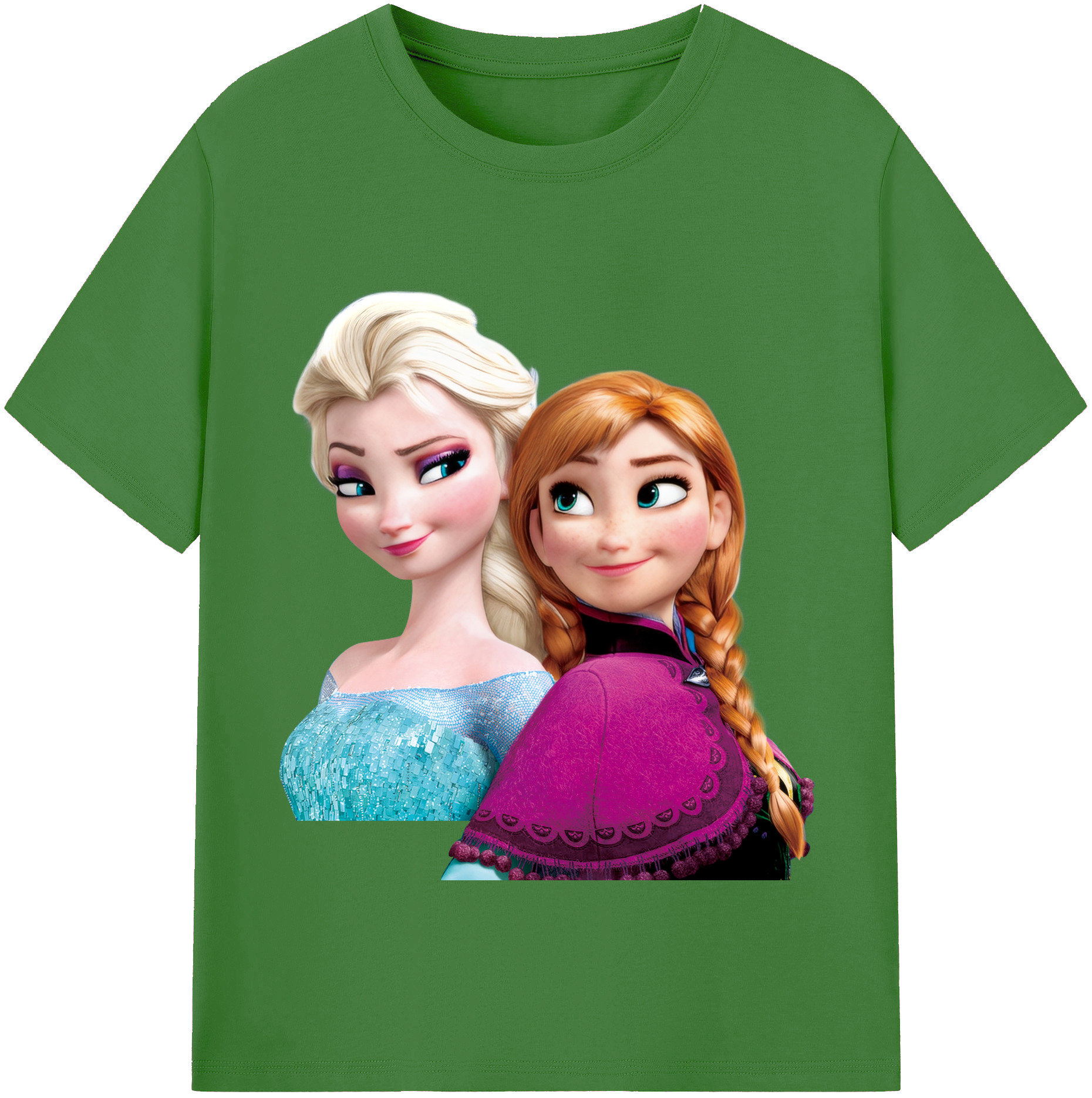 （画像用） アナと雪の女王 アンナ エルサ Frozen Anna Elsa レディースカジュアルプリントTシャツ（綿100％）